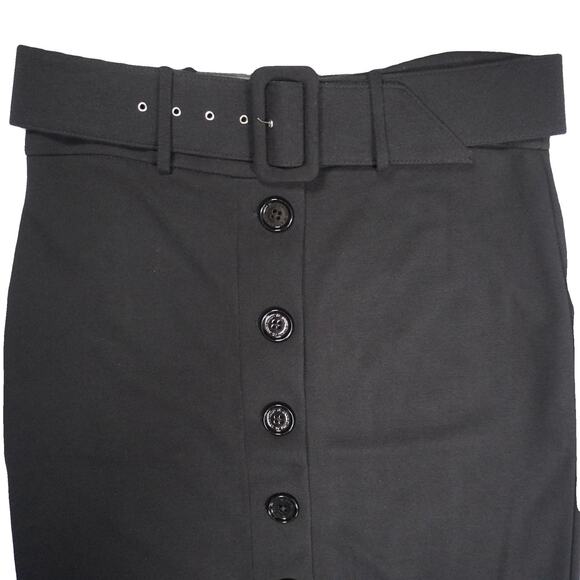 Anne Klein black midi length skirt with belt made in USA sz PM - Picture 5 of 7